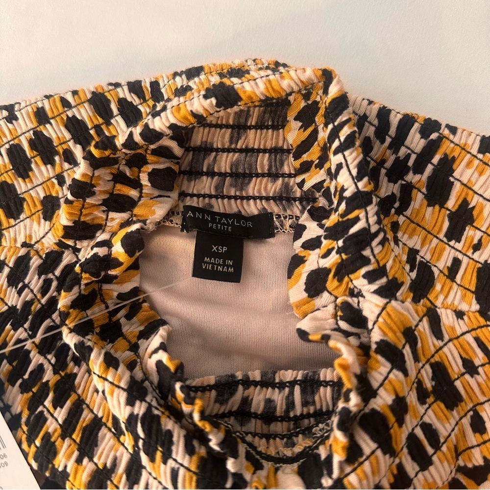 Ann Taylor Leopard Mock Turtleneck Long Sleeve Swing Dress XS extra small Petite - Picture 7 of 9